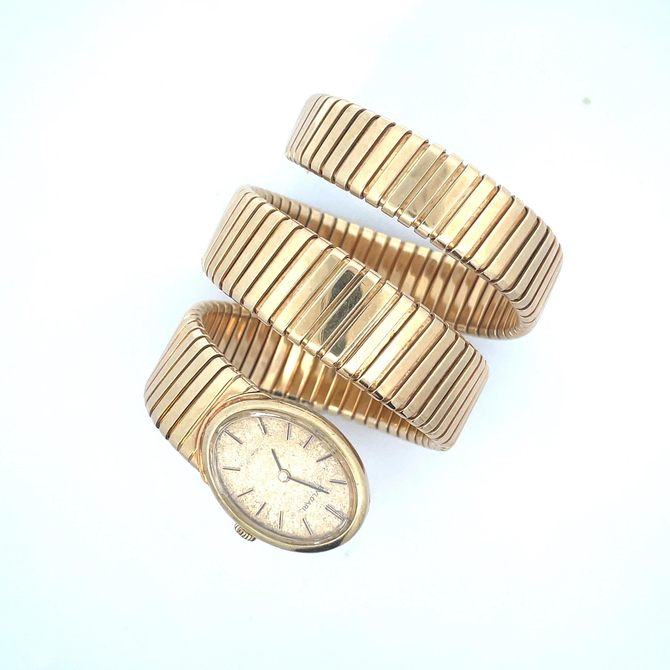 Bulgari Vintage Serpenti Tubogas Armbanduhr 18Kt Gold Juvenia Oval Zifferblatt  im Angebot 3