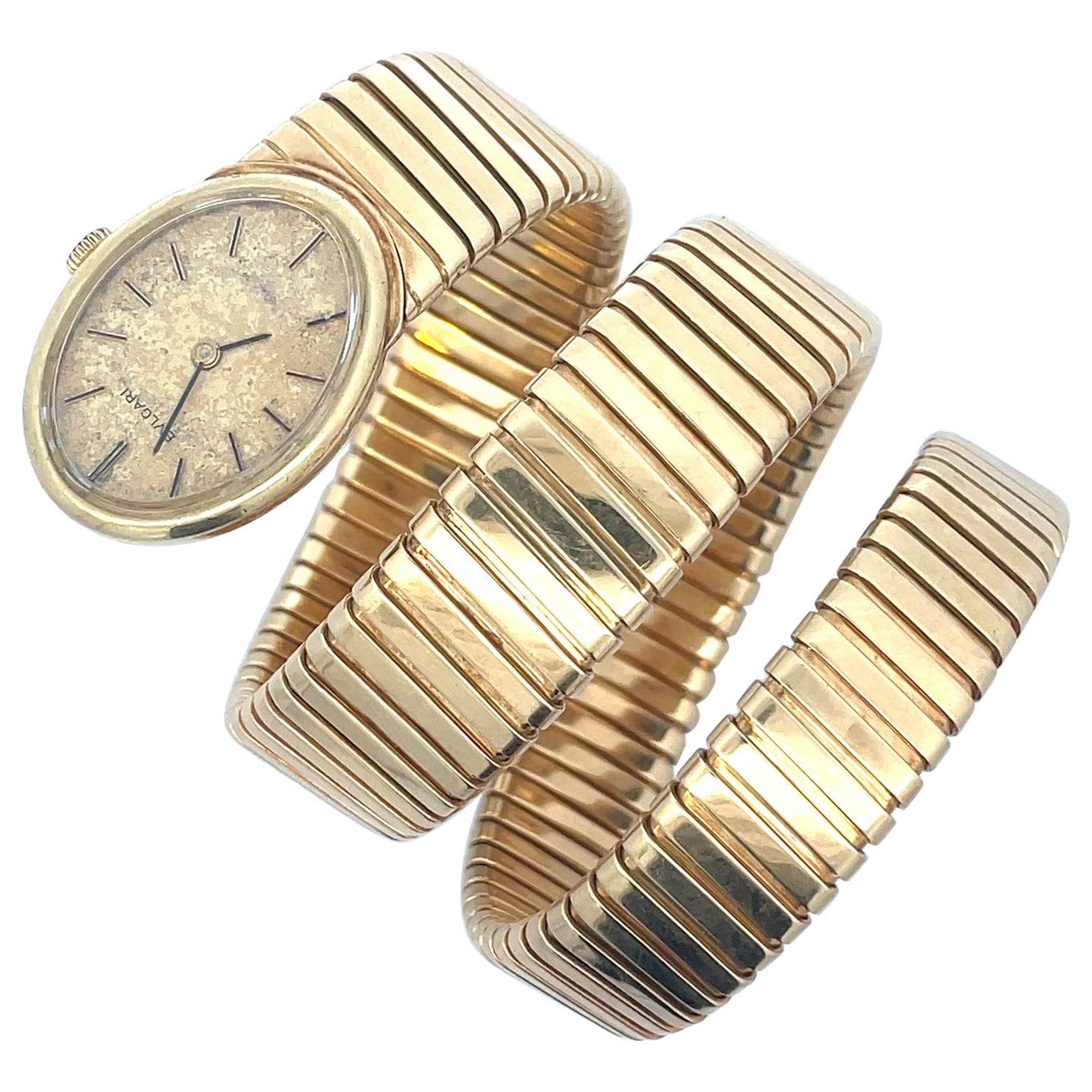 Bulgari Vintage Serpenti Tubogas Bracelet Watch 18Kt Gold Juvenia Oval Dial