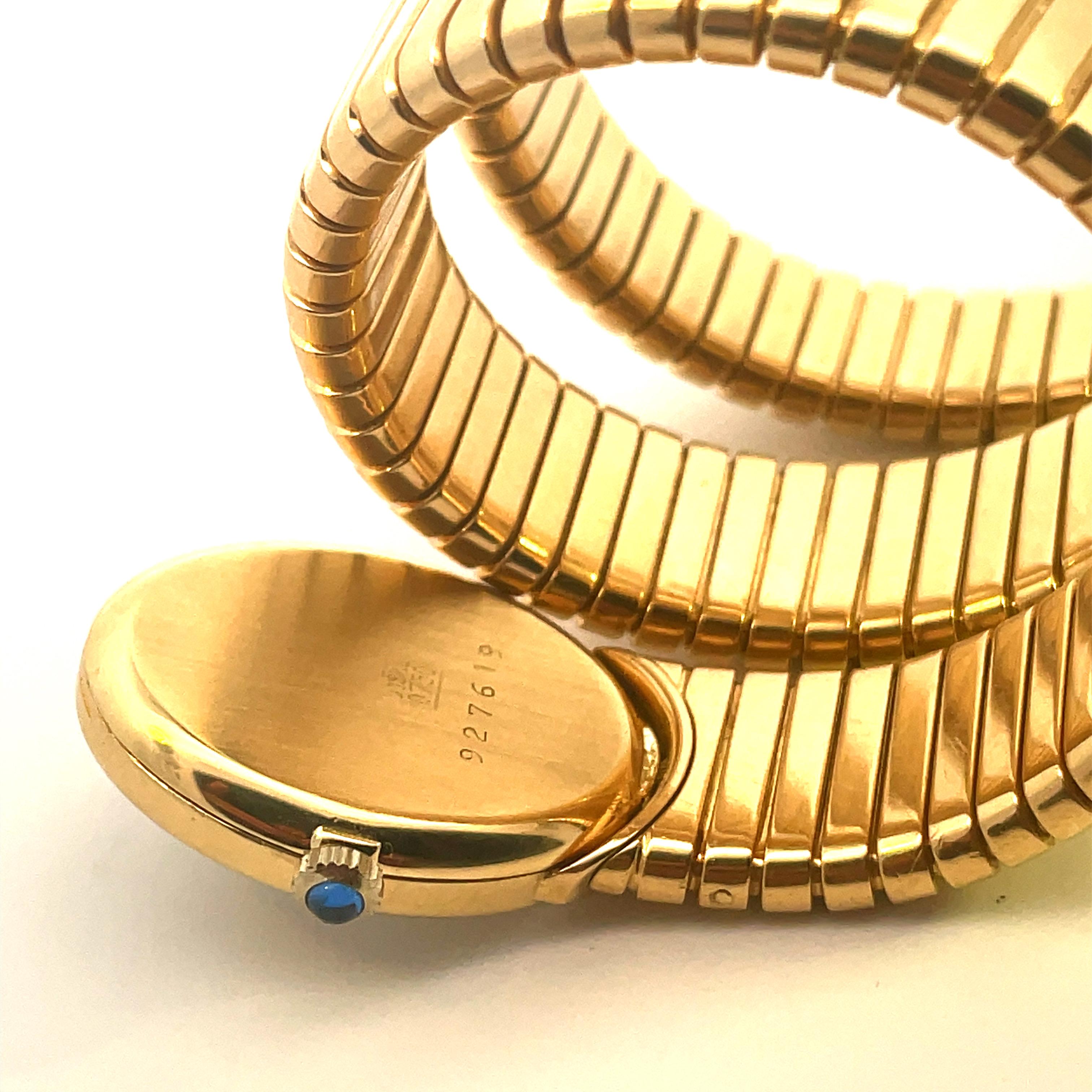 Bulgari Vintage Serpenti Tubogas Bracelet Watch 18Kt Gold Juvenia Oval Dial For Sale 4