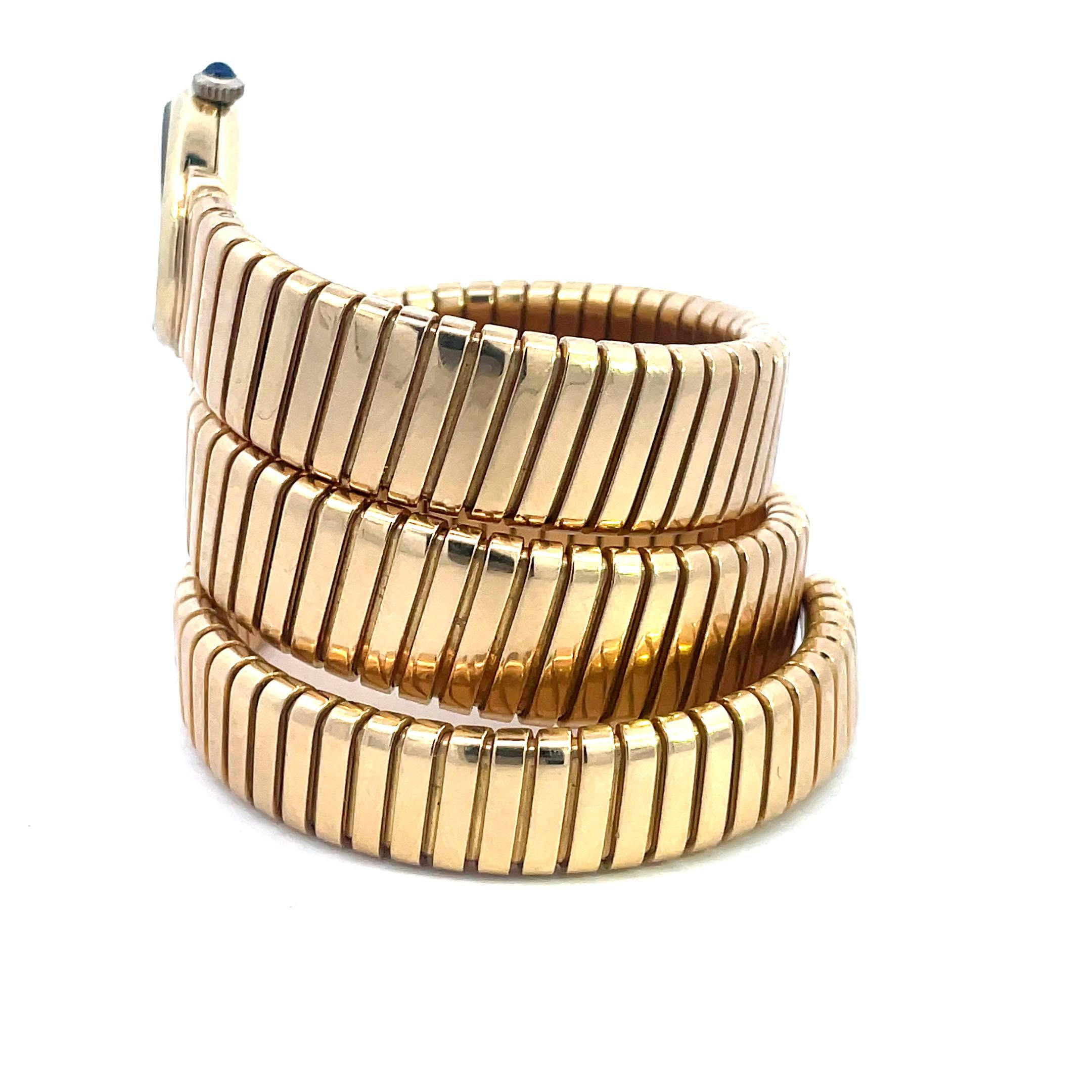 Montre-bracelet vintage Serpenti Tubogas avec cadran ovale Juvenia en or 18 carats de Bulgari en vente 5