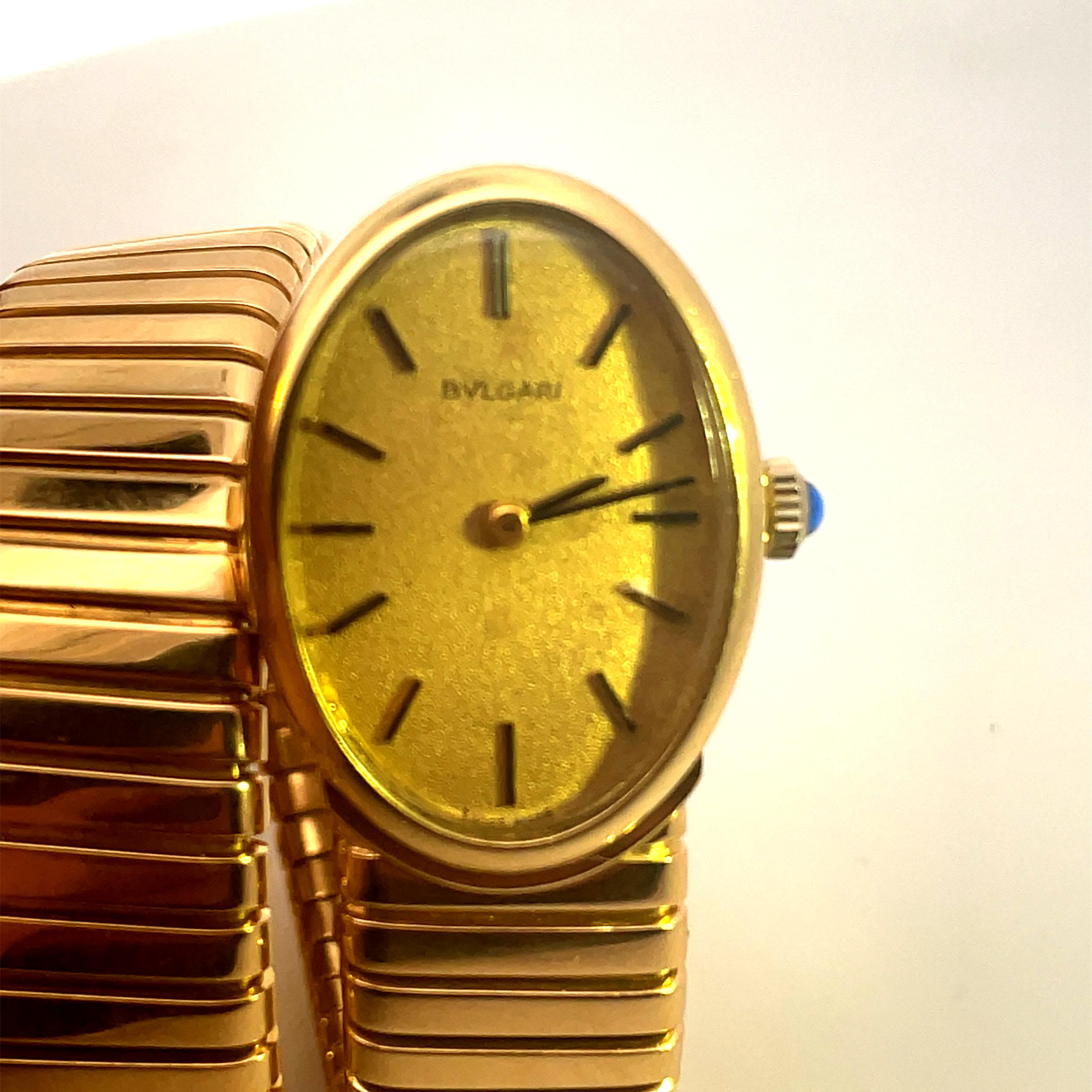 Bulgari Vintage Serpenti Tubogas Armbanduhr 18Kt Gold Juvenia Oval Zifferblatt im Zustand „Gut“ im Angebot in Milano, IT