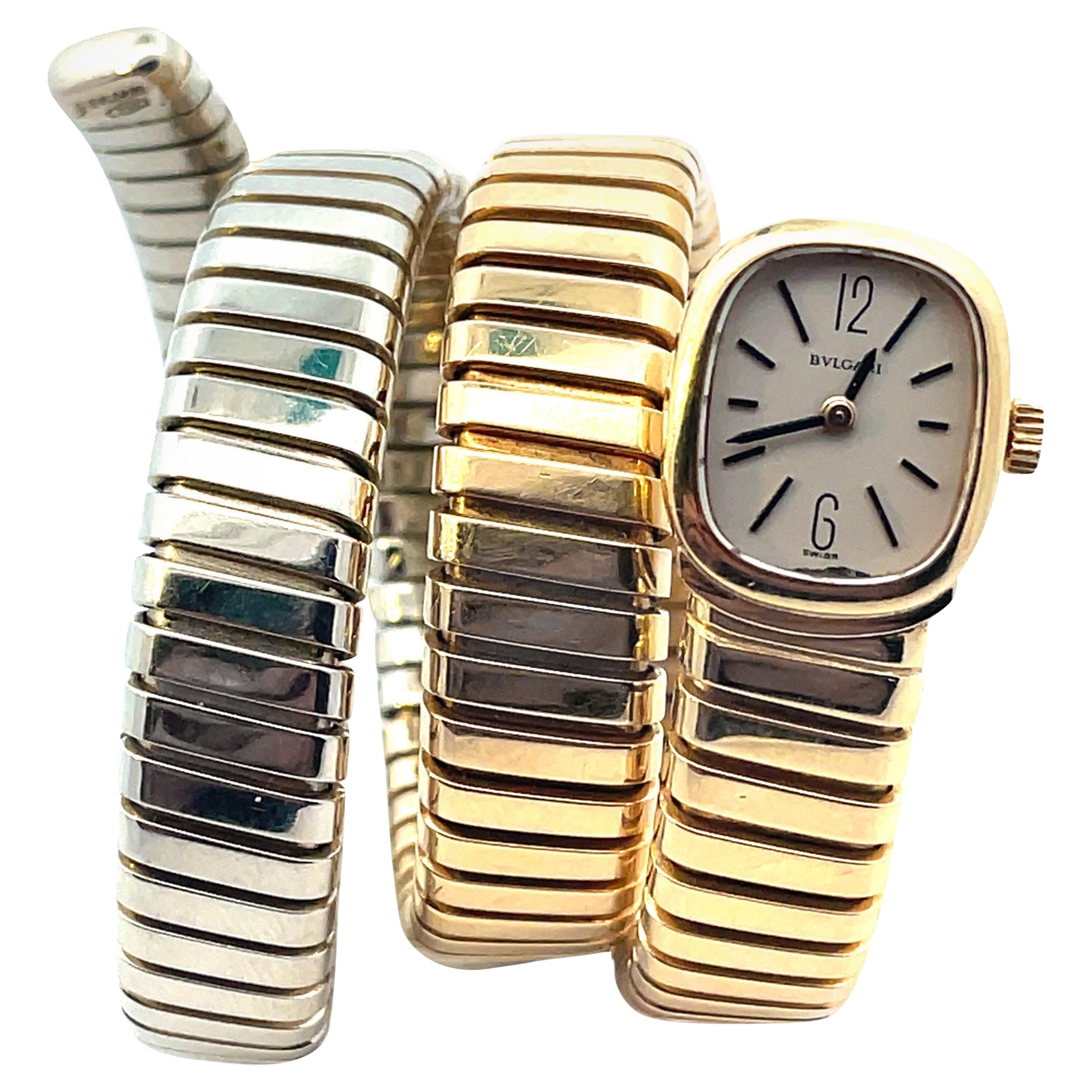 Reloj Bulgari Vintage Serpenti Tubogas Raro caja rectangular tres oros