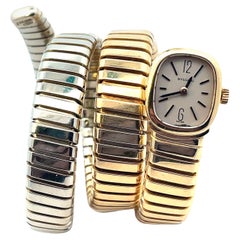Orologio Bulgari Vintage Serpenti Tubogas Rara cassa rettangolare tre oro