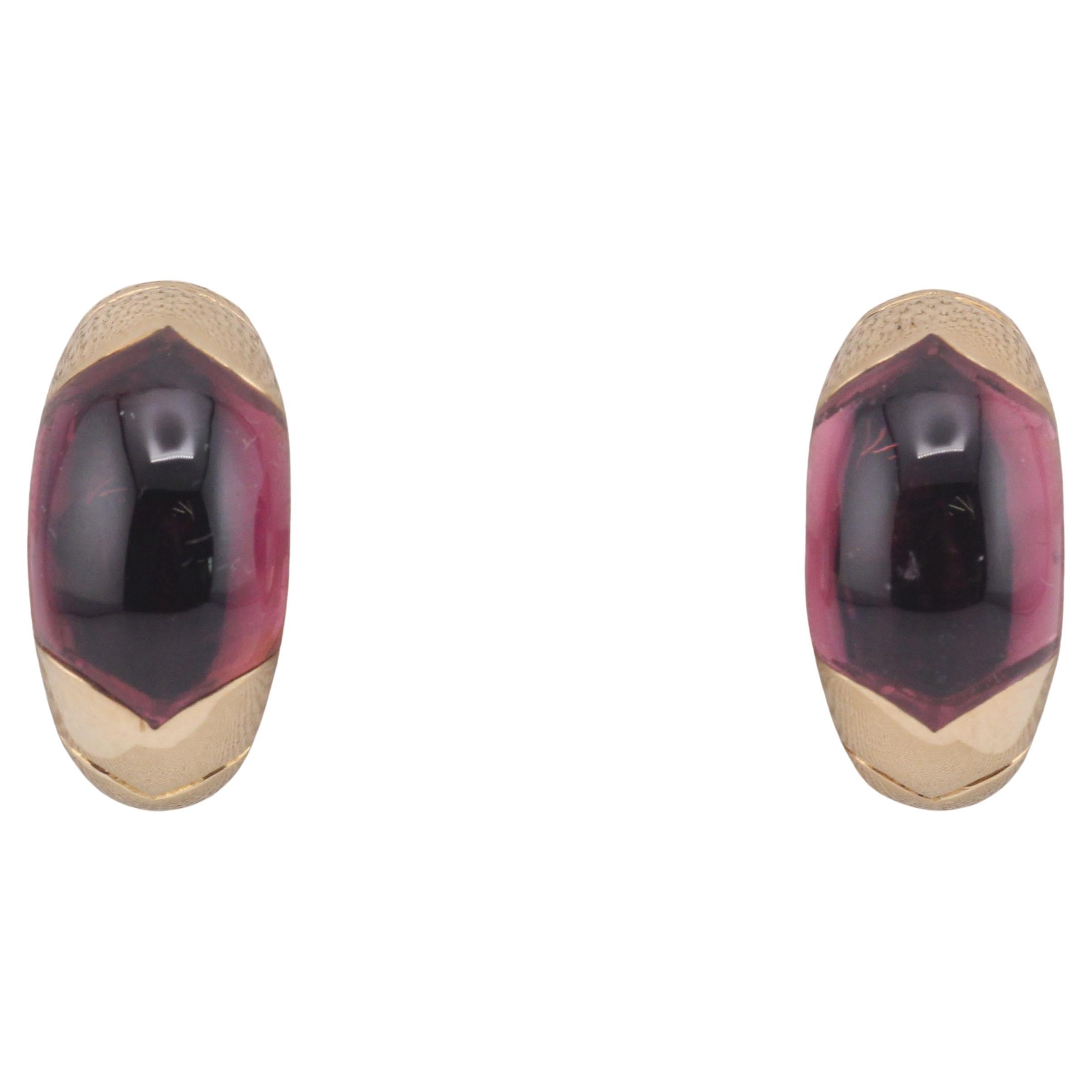 Bulgari Vintage Tronchetto Tourmaline 18k Gold Earrings