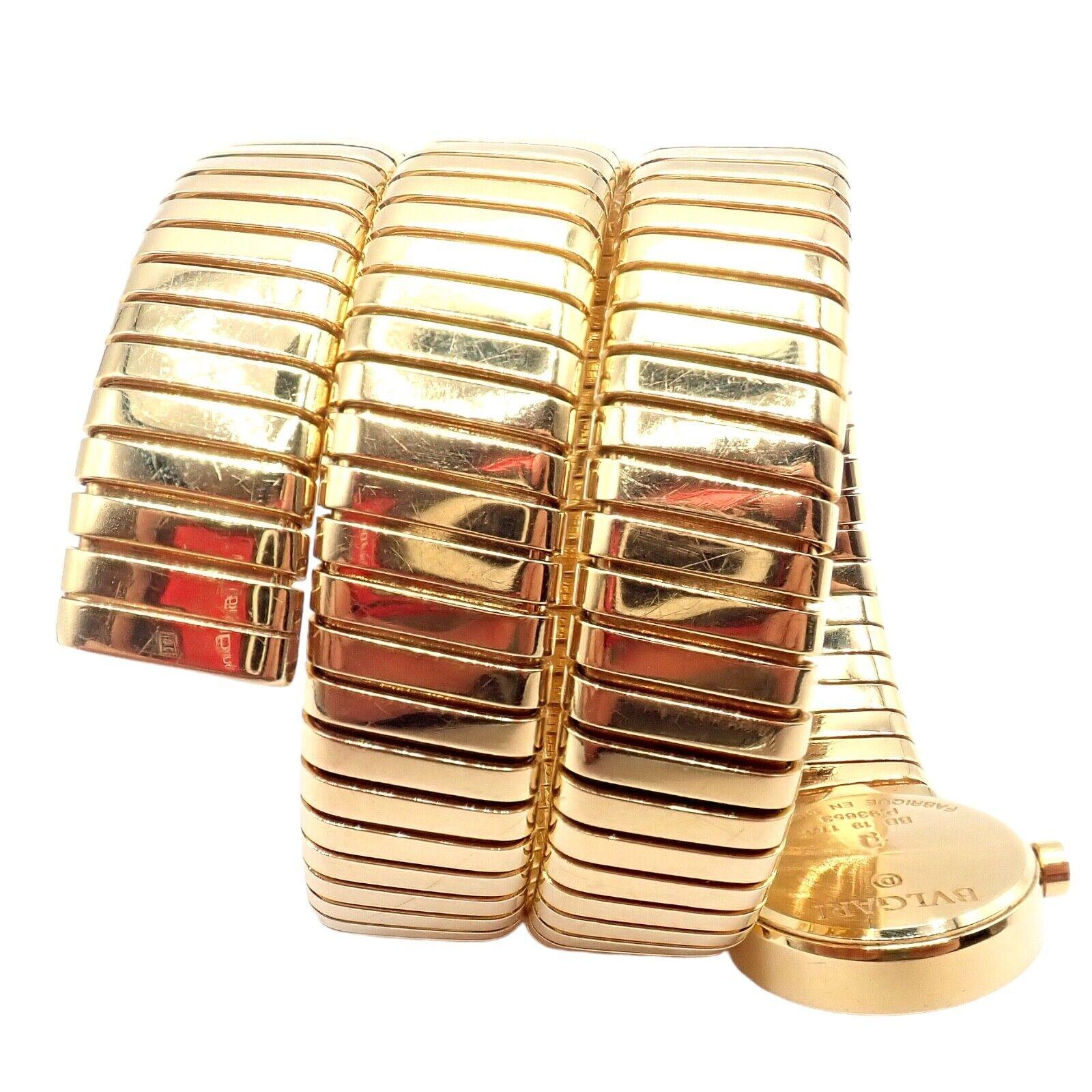 Bulgari Vintage Tubogas Serpenti Snake Yellow Gold Bracelet Watch 7