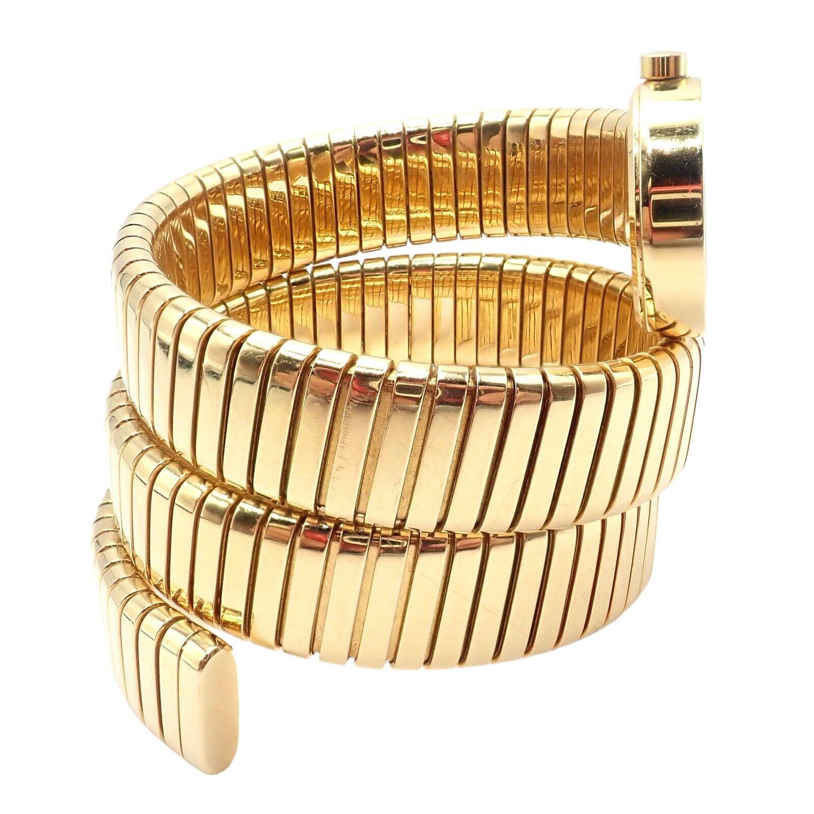 Bulgari Vintage Tubogas Serpenti Snake Yellow Gold Bracelet Watch 8