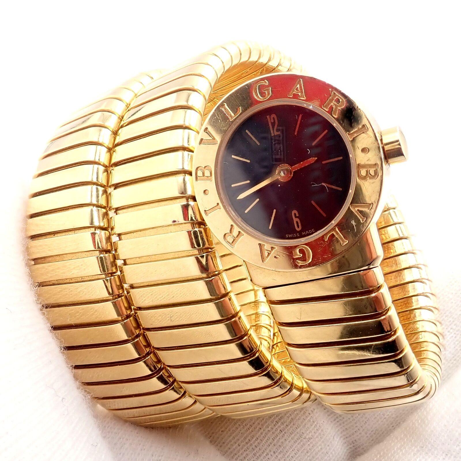 Bulgari Vintage Tubogas Serpenti Snake Yellow Gold Bracelet Watch 5