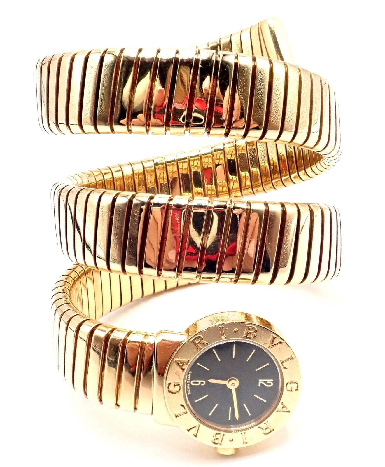 Bulgari Vintage Tubogas Serpenti Snake Yellow Gold Bracelet Wristwatch For Sale 6