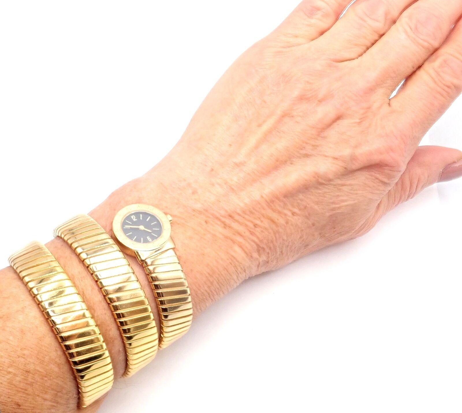 Montre-bracelet Tubogas Serpenti vintage en or jaune avec serpent en vente 4