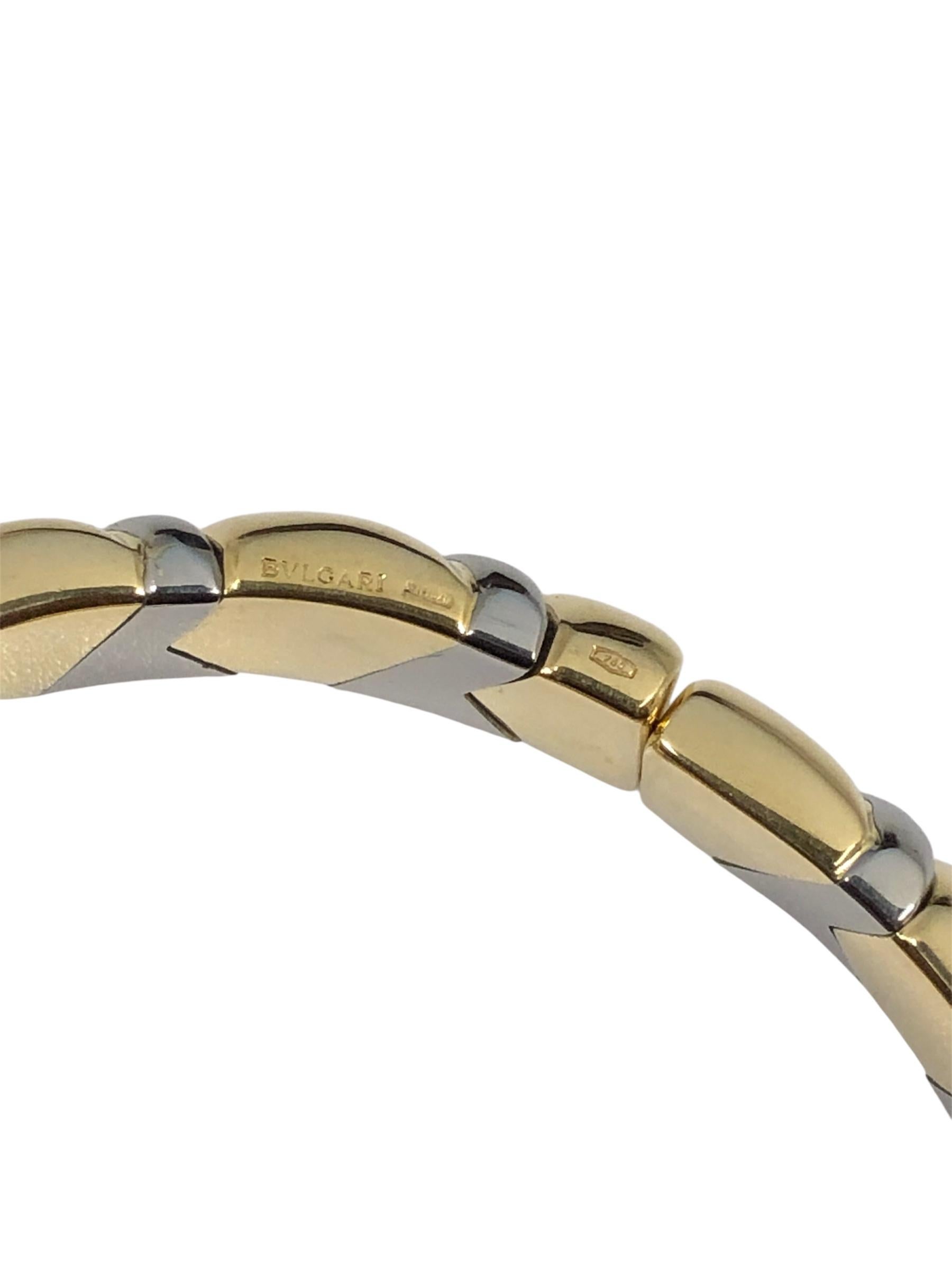 Women's or Men's Bulgari Vintage White and Yellow Gold Bangle Bracelet For Sale