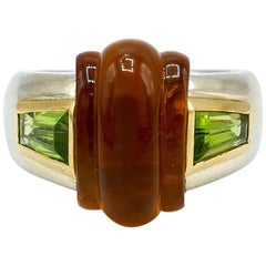 Bulgari Vintage White Gold Citrine Peridot Ring