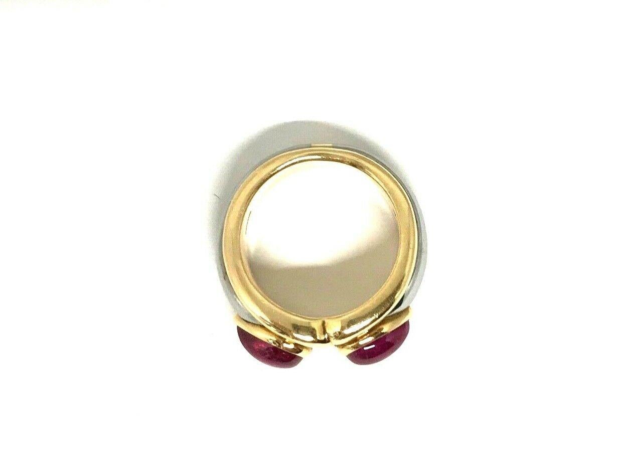 Cabochon Bulgari Vintage Yellow Gold Hematite Ruby Ring