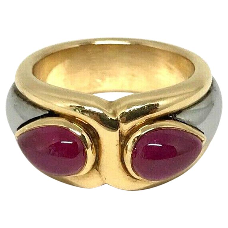 Bulgari Vintage Yellow Gold Hematite Ruby Ring at 1stDibs