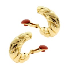Bulgari Vintage Yellow Gold Hoop Earrings