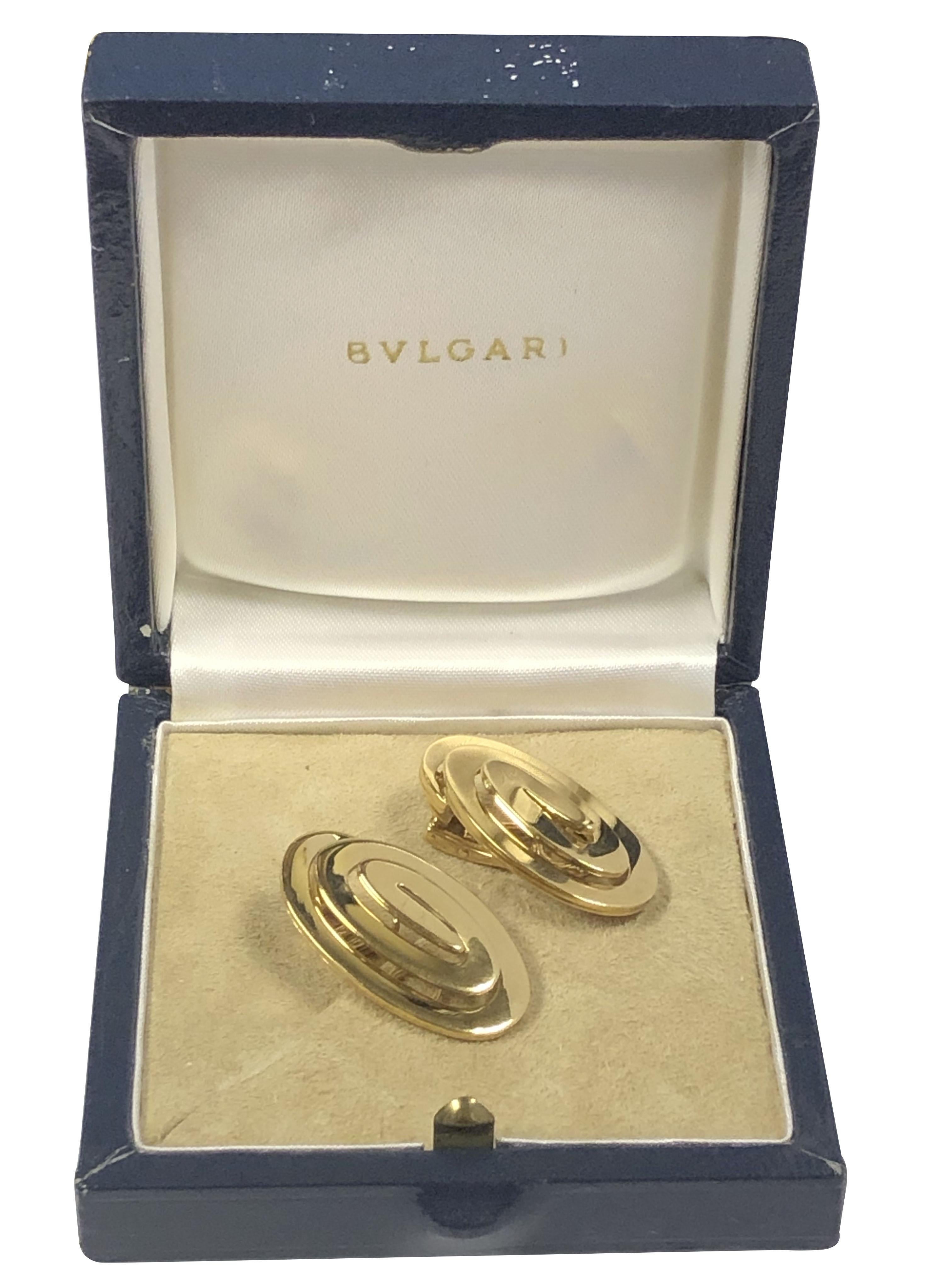 Bulgari Vintage Yellow Gold Swirl Earrings For Sale 1