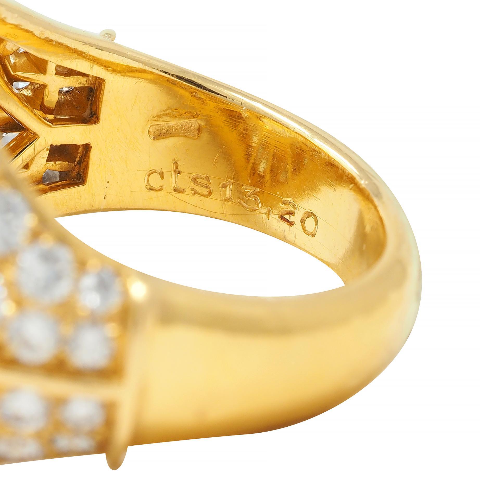 Bulgari Vintage Yellow Sapphire Aquamarine Diamond 18 Karat Gold Halo Ring For Sale 8