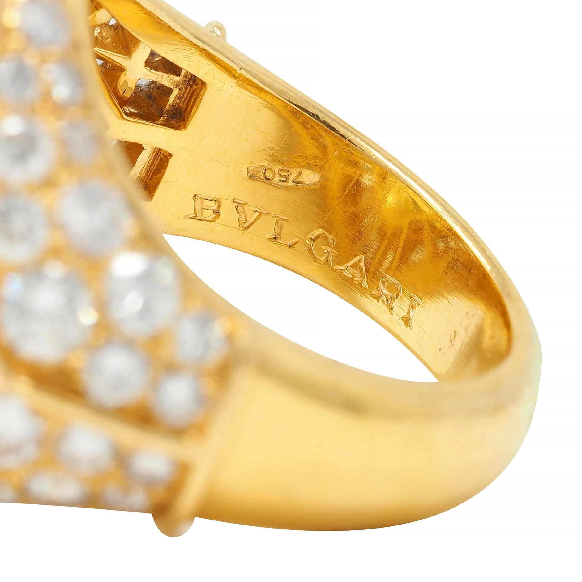 Bulgari Vintage Yellow Sapphire Aquamarine Diamond 18 Karat Gold Halo Ring For Sale 3