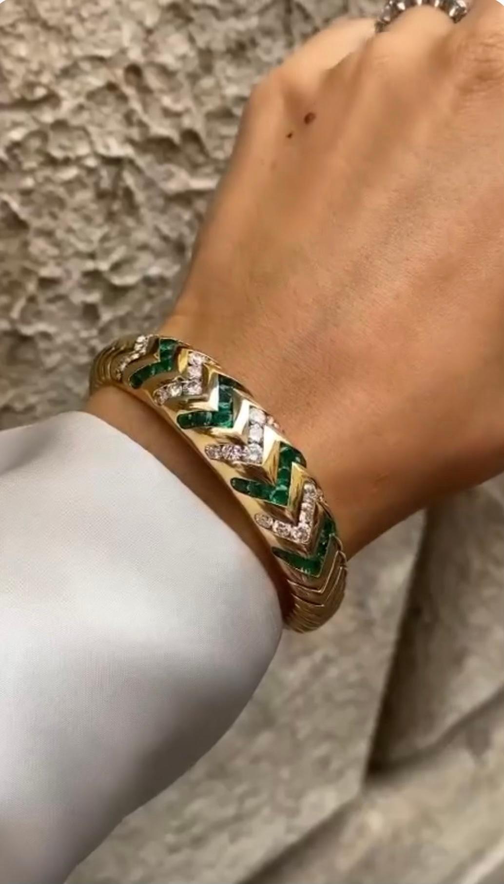 Bulgari Vivid Emerald and Diamond Cuff 2