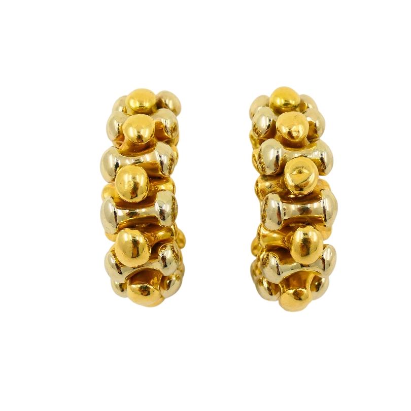 Bvlgari Bulgari White and Yellow Gold Bone Earrings In Excellent Condition In Beverly Hills, CA