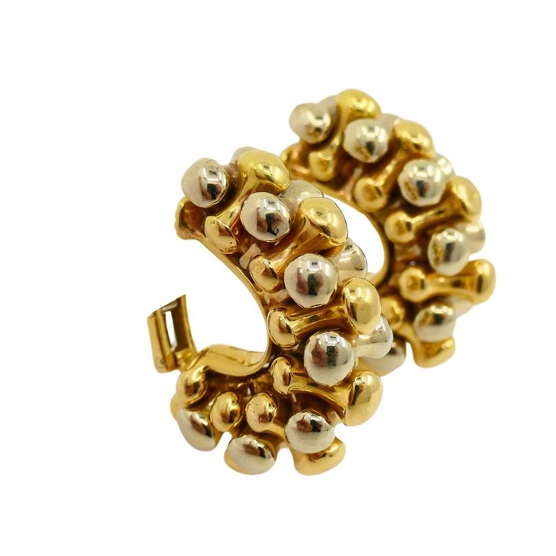 Bvlgari Bulgari White and Yellow Gold Bone Earrings 1