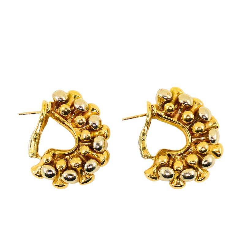 Bvlgari Bulgari White and Yellow Gold Bone Earrings 2