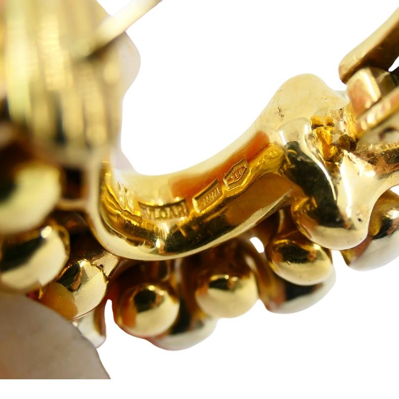 Bvlgari Bulgari White and Yellow Gold Bone Earrings 4