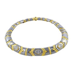 Bulgari White and Yellow Gold Diamond Necklace GIA Certified