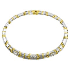 Bulgari White and Yellow Gold Diamond Necklace GIA Certified