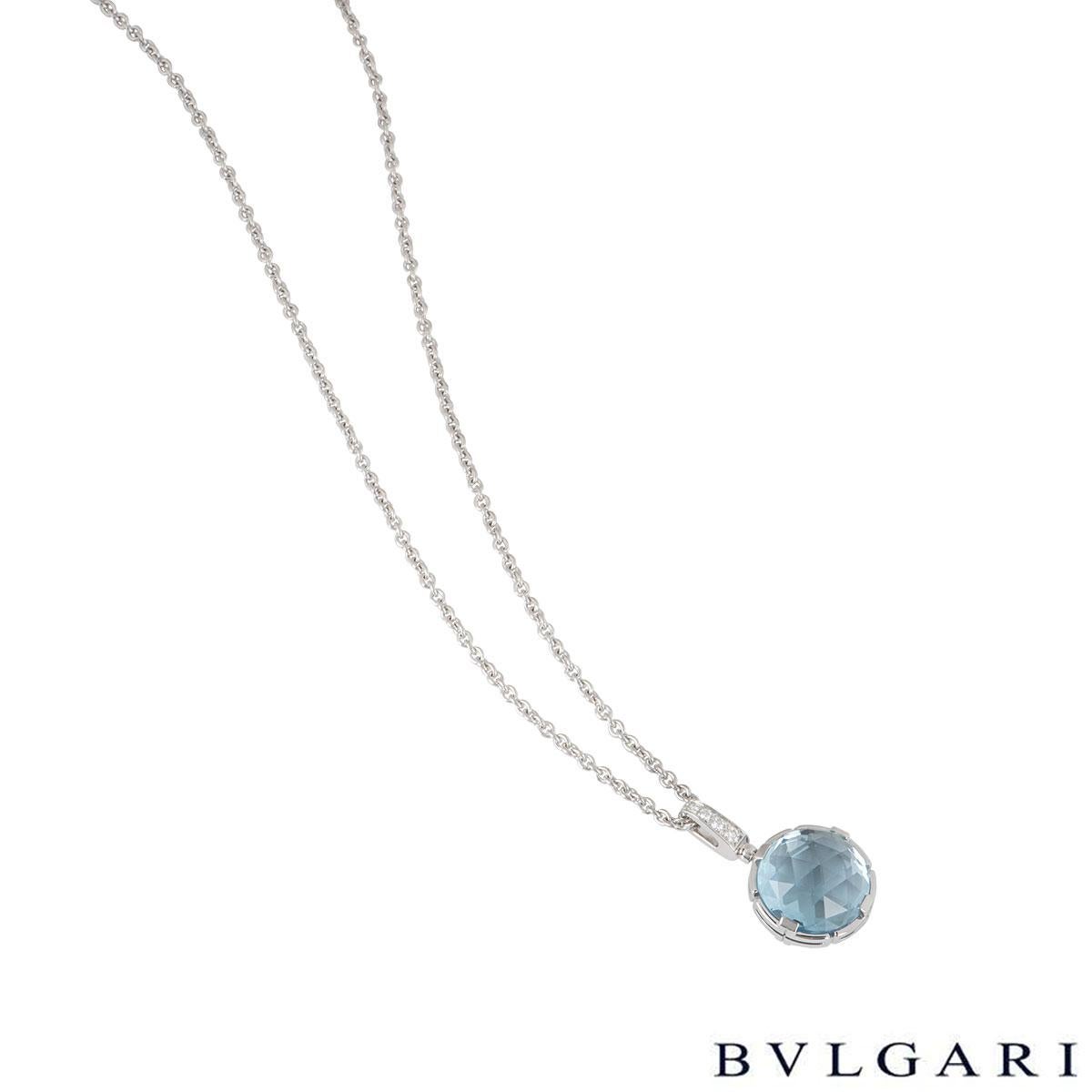 Bulgari White Gold Aquamarine Parentesi Pendant Necklace In Excellent Condition In Mayfair, London, London