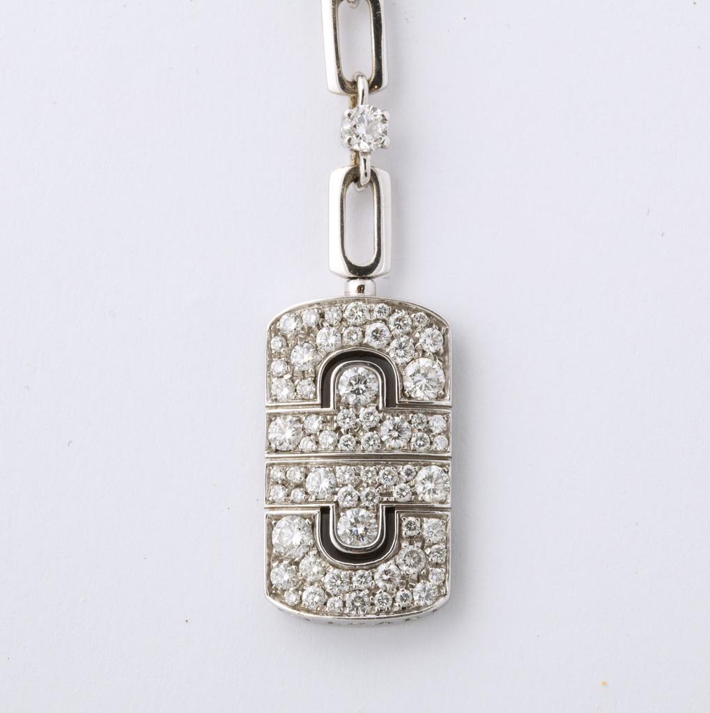 Round Cut Bulgari White Gold Diamond Parentesi Necklace