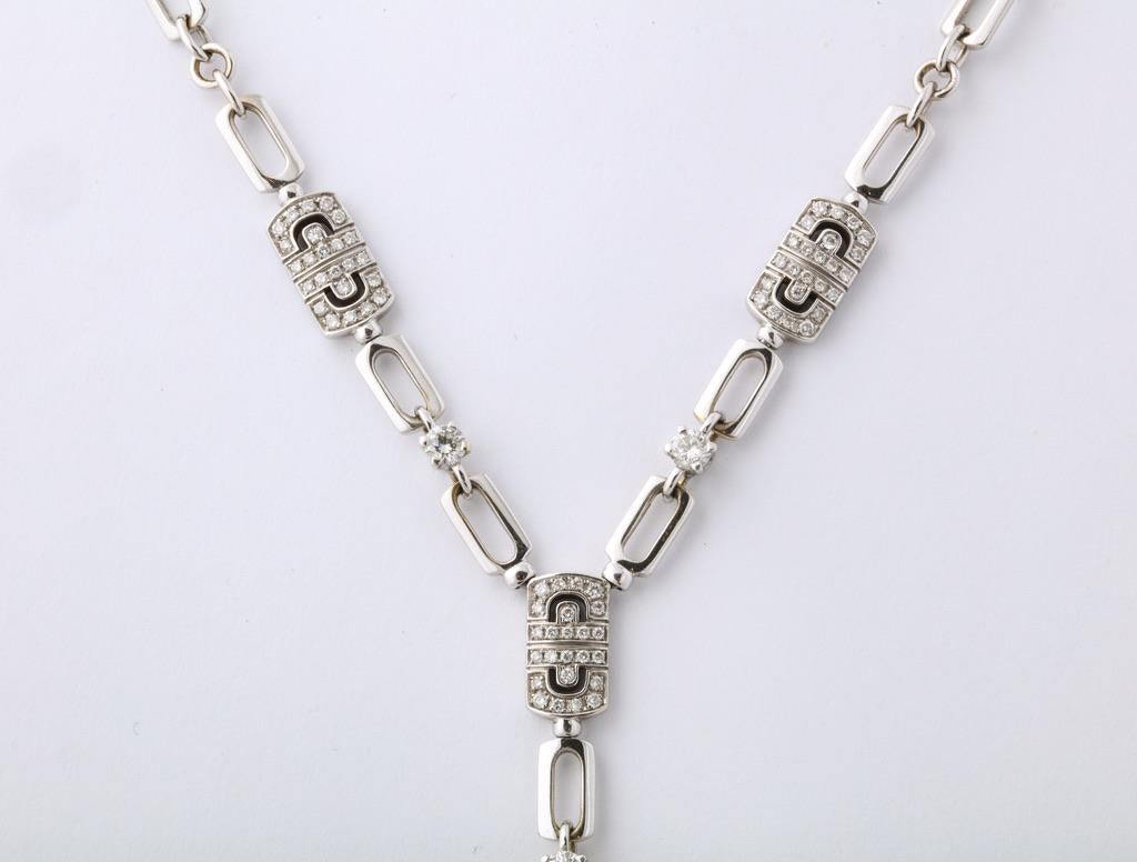 Women's or Men's Bulgari White Gold Diamond Parentesi Necklace