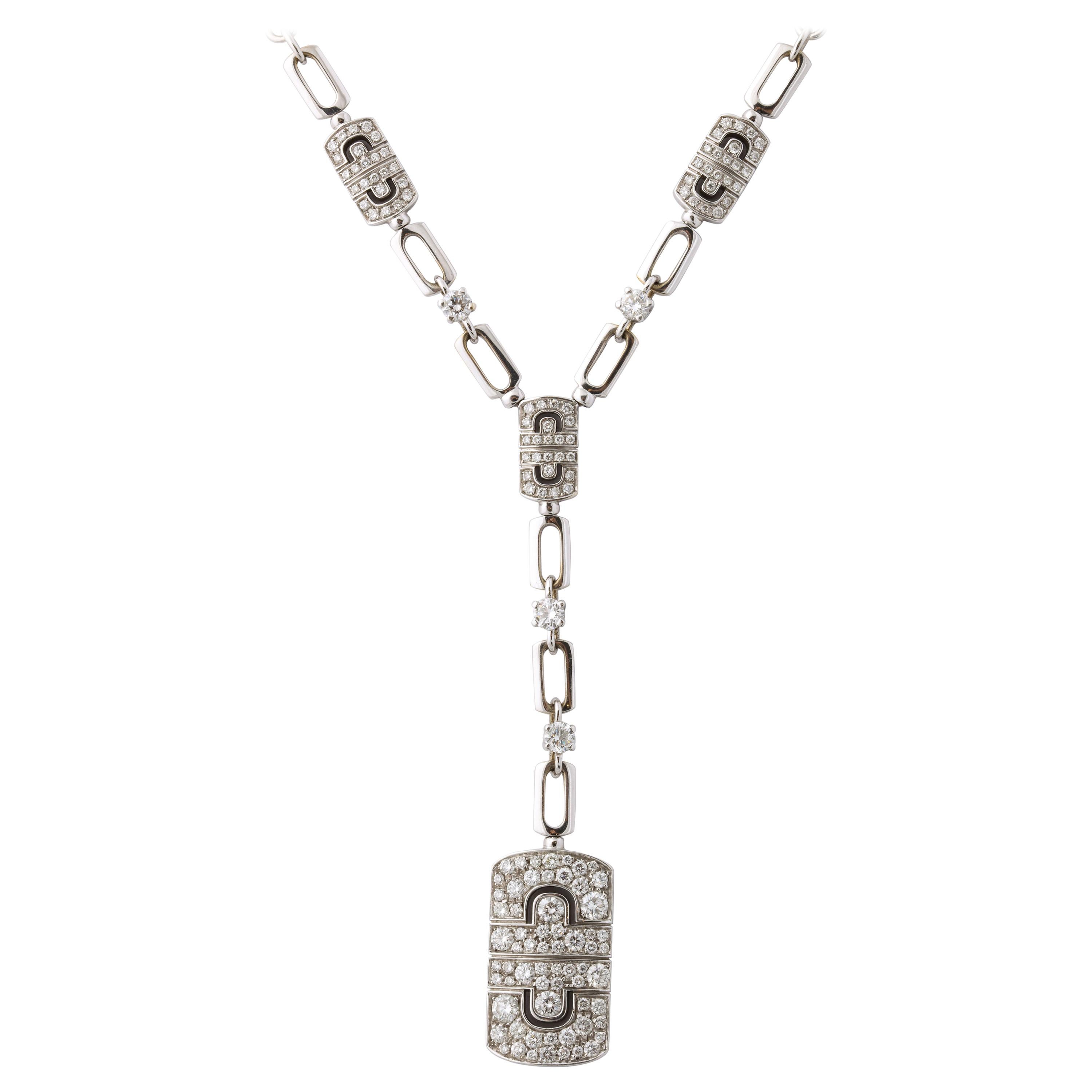 Bulgari White Gold Diamond Parentesi Necklace