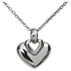 Bulgari White Gold Heart Pendant Necklace nn