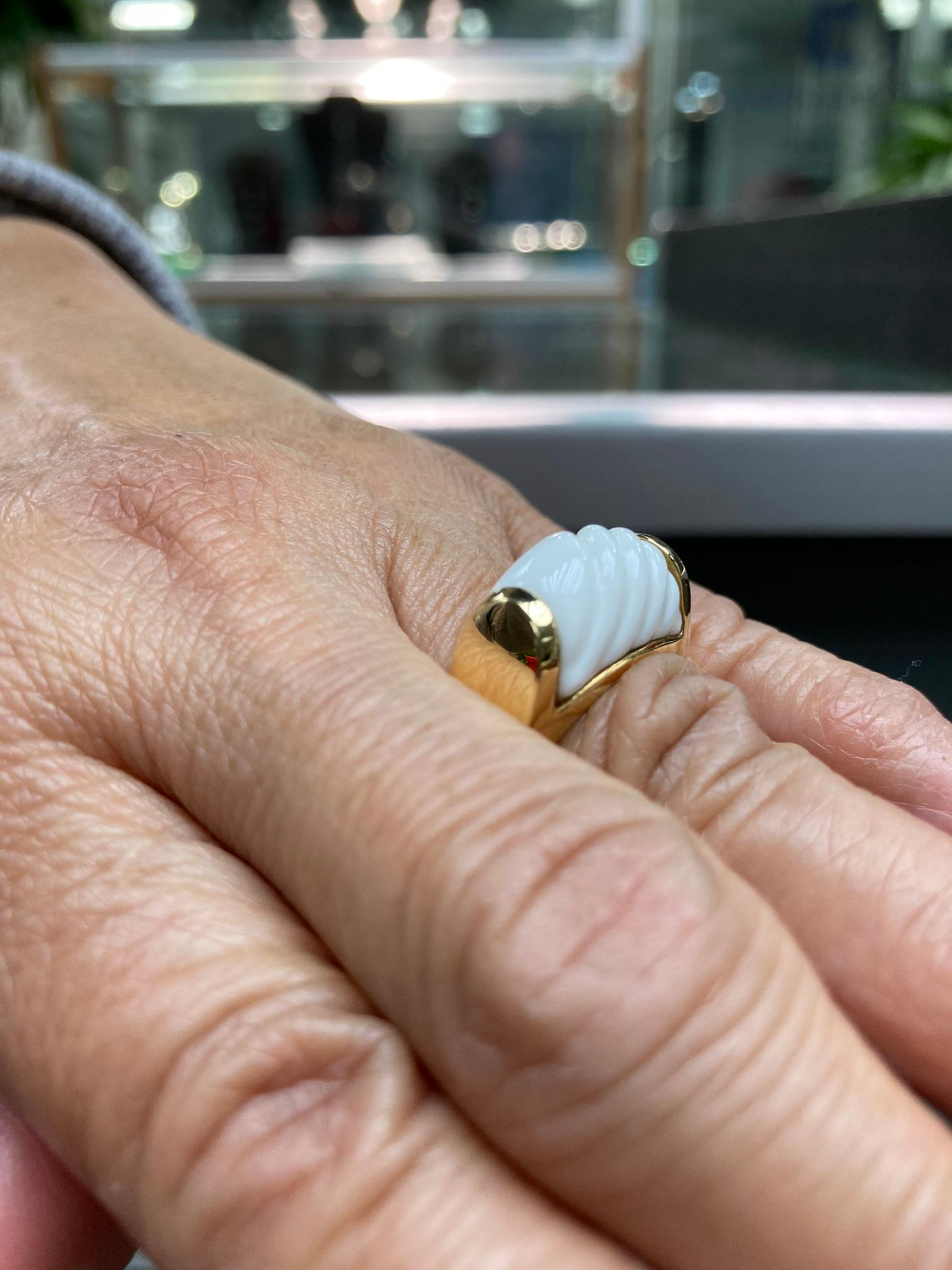 Bulgari White Porcelain Yellow Gold Ring 1