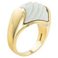 Bulgari White Porcelain Yellow Gold Ring