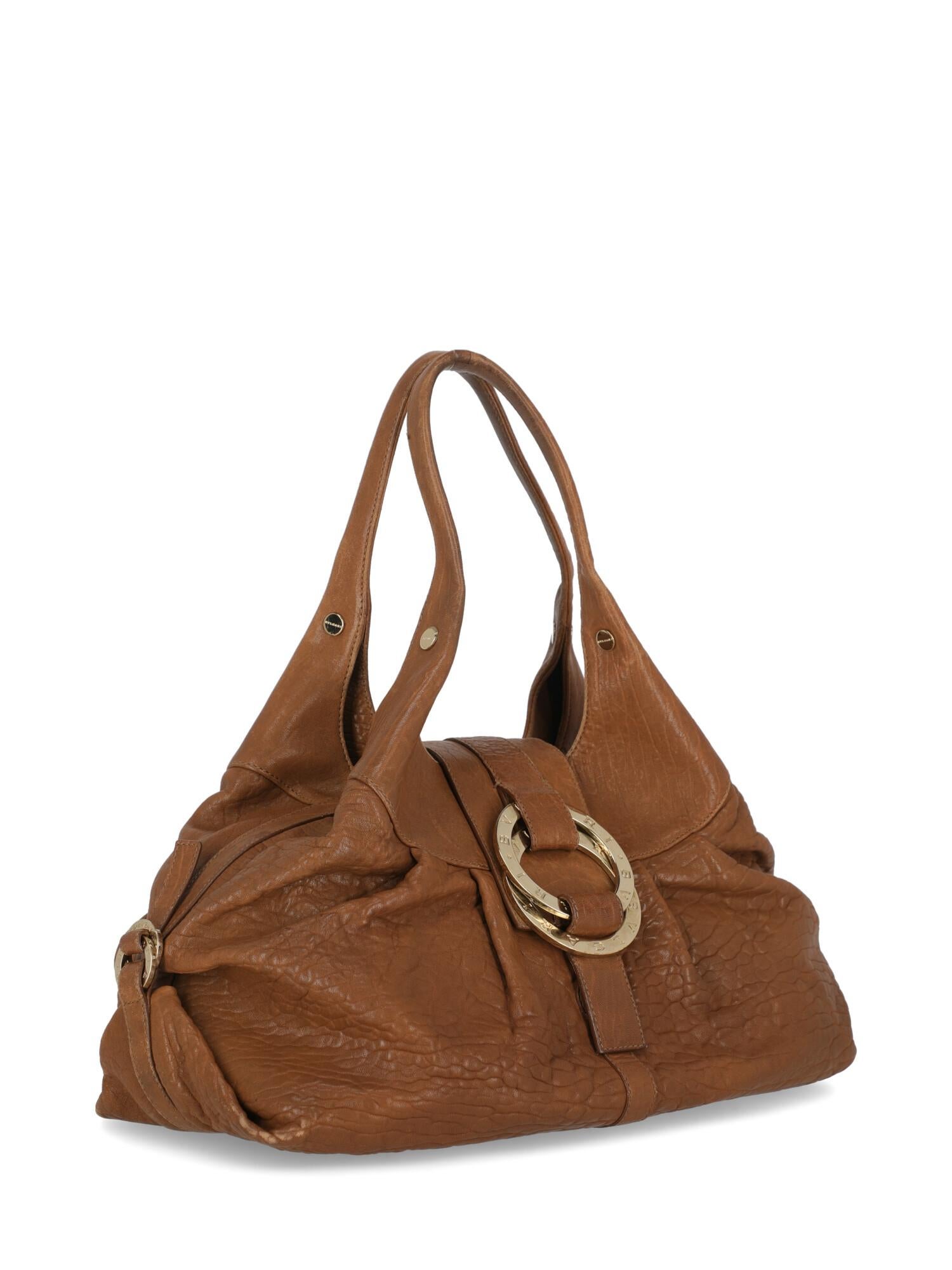 Bulgari Woman Shoulder bag  Brown Leather In Fair Condition For Sale In Milan, IT