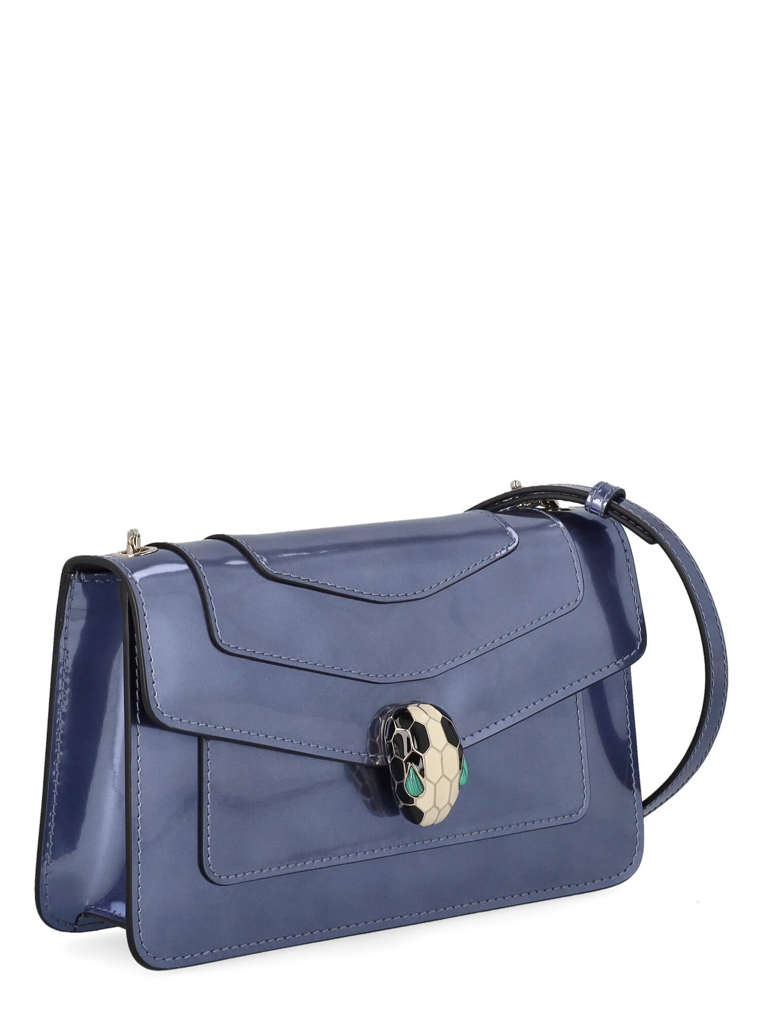 Gray Bulgari Women Shoulder bags Blue Leather  For Sale