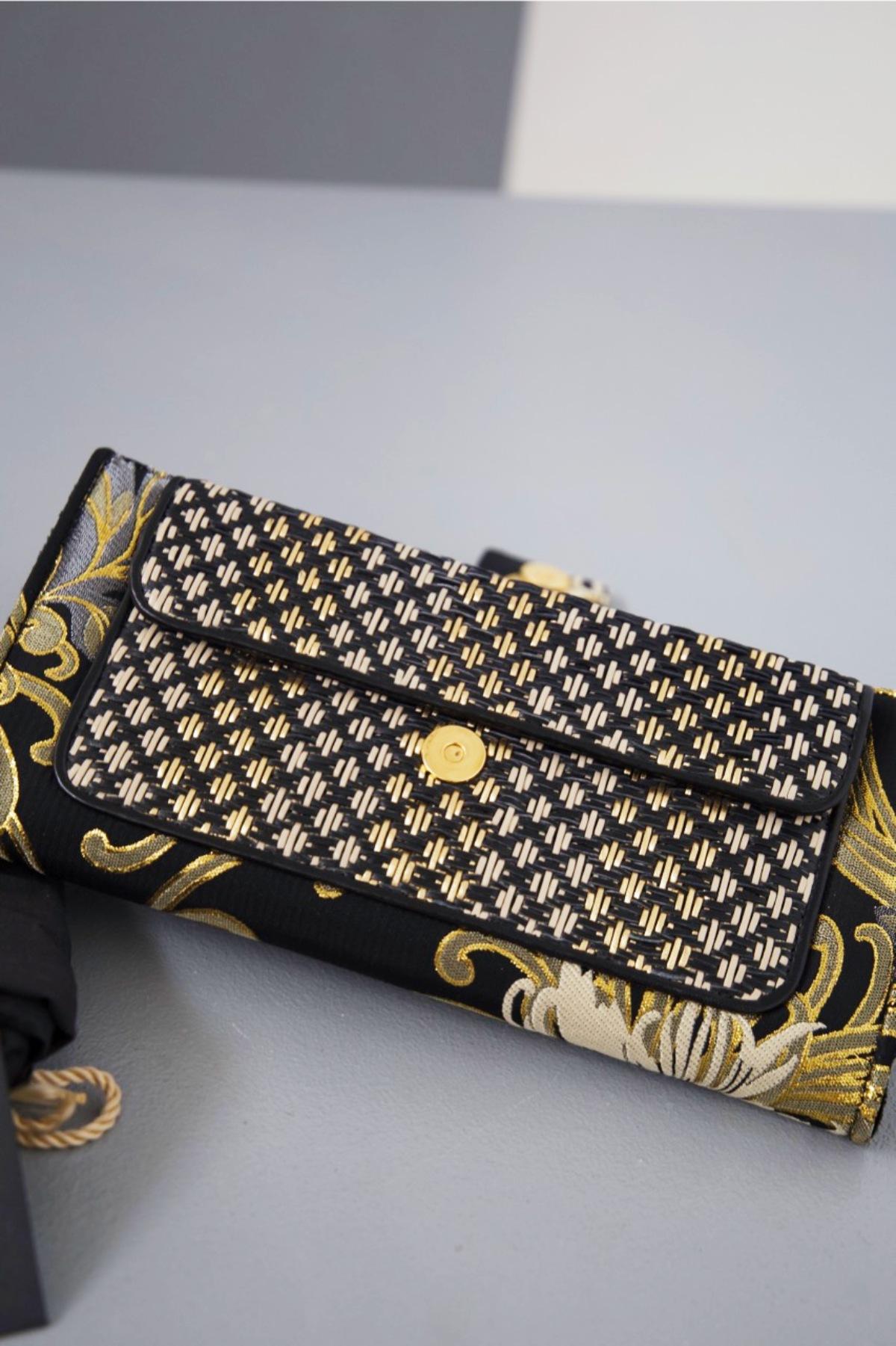 Bulgari Women's Clutch Bag with Golden Floral Details 8