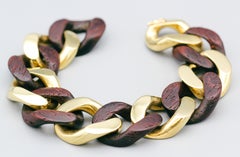 Bulgari Wood and 18k Gold Curb Link Bracelet