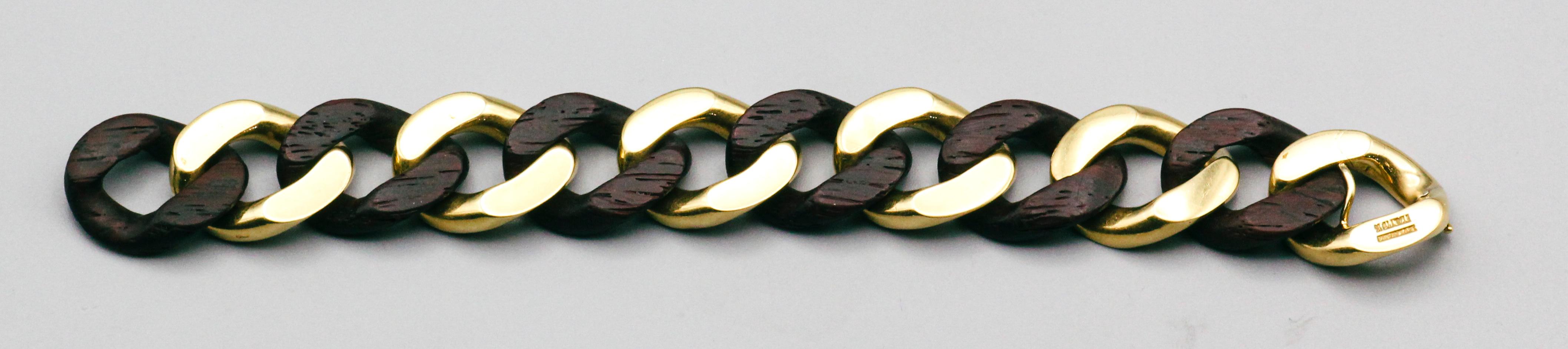 Bulgari Wood and 18k Gold Curb Link Bracelet  For Sale 3