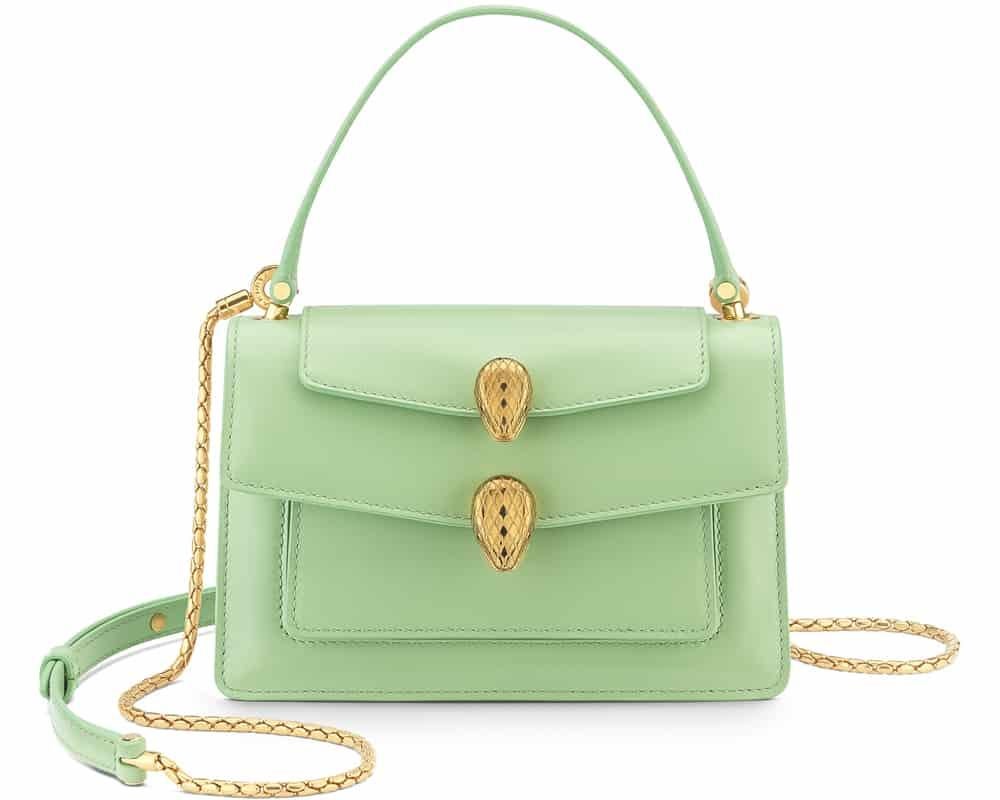 Bulgari X ALEXANDER WANG Calfskin Serpenti Top Handle Belt Bag Light Green In condizioni ottime in vendita a PUTNEY, NSW