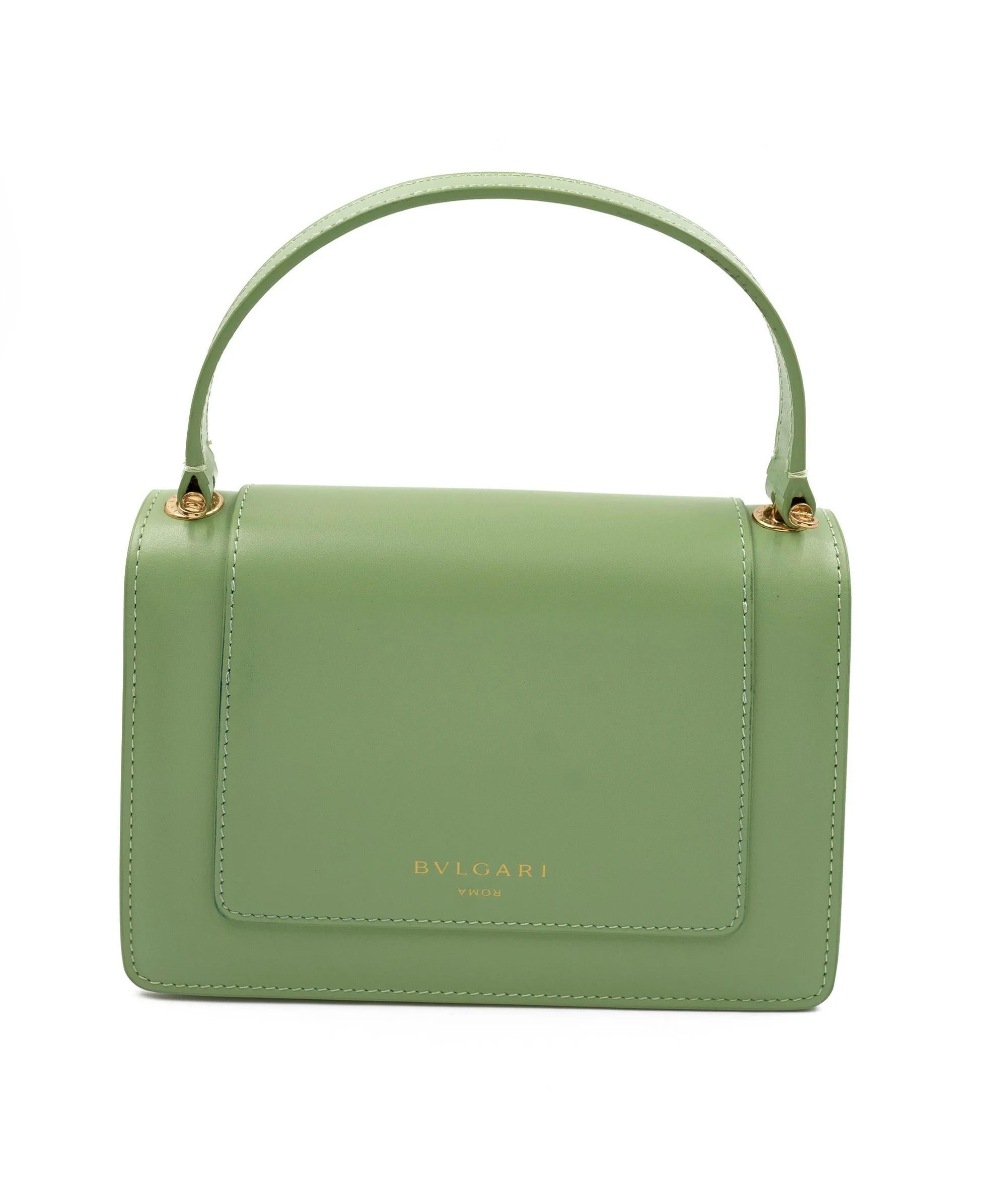 Donna Bulgari X ALEXANDER WANG Calfskin Serpenti Top Handle Belt Bag Light Green in vendita
