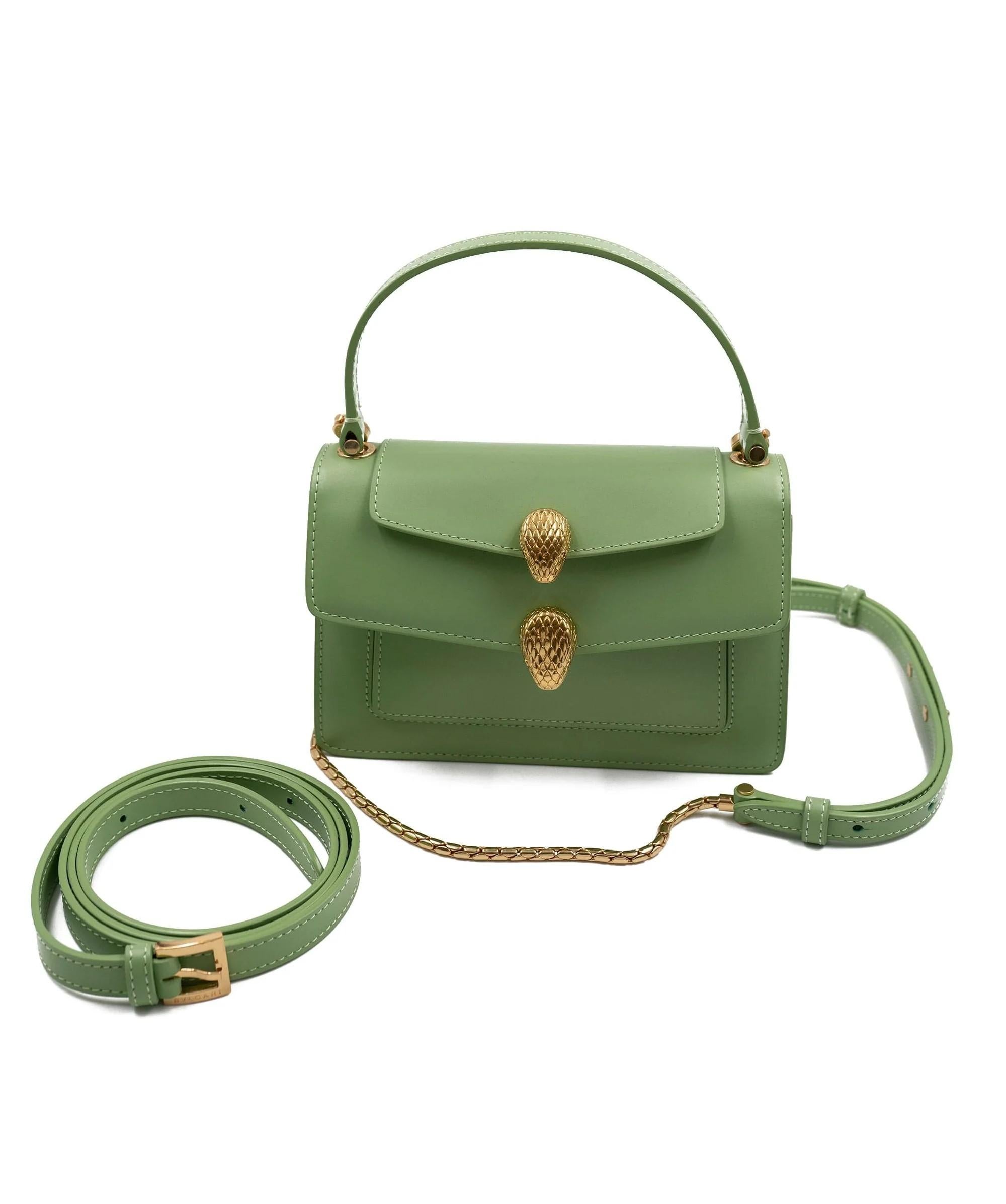 Bulgari X ALEXANDER WANG Calfskin Serpenti Top Handle Belt Bag Light Green in vendita 1