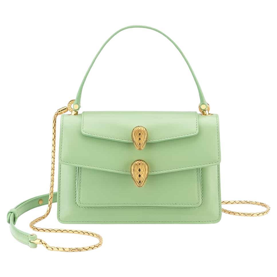 Bulgari X ALEXANDER WANG Calfskin Serpenti Top Handle Belt Bag Light Green in vendita