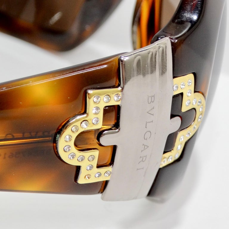 Bulgari Y2K Tortoise Shell Sunglasses For Sale at 1stDibs