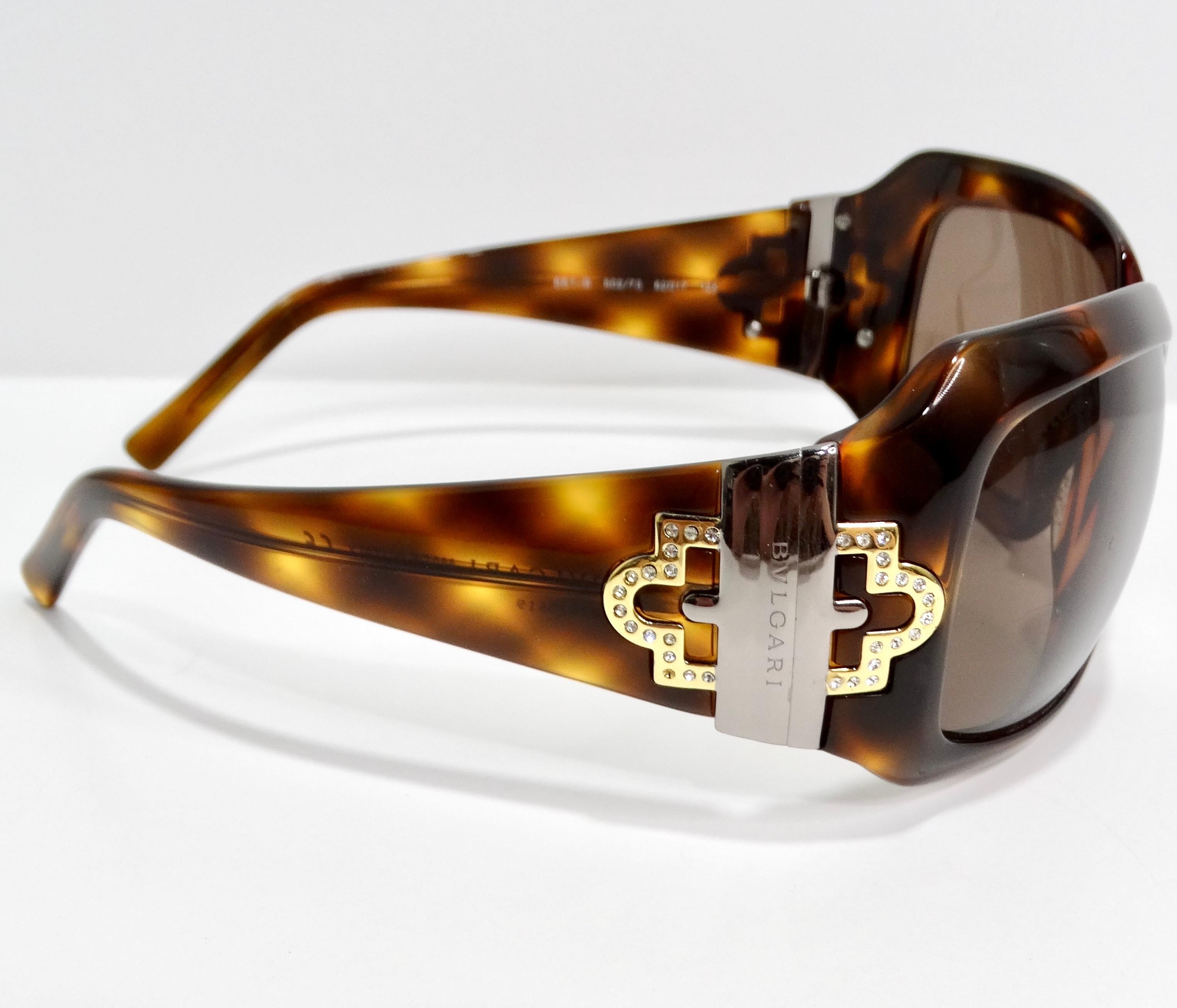 Women's or Men's Bulgari Y2K Tortoise Shell Sunglasses For Sale