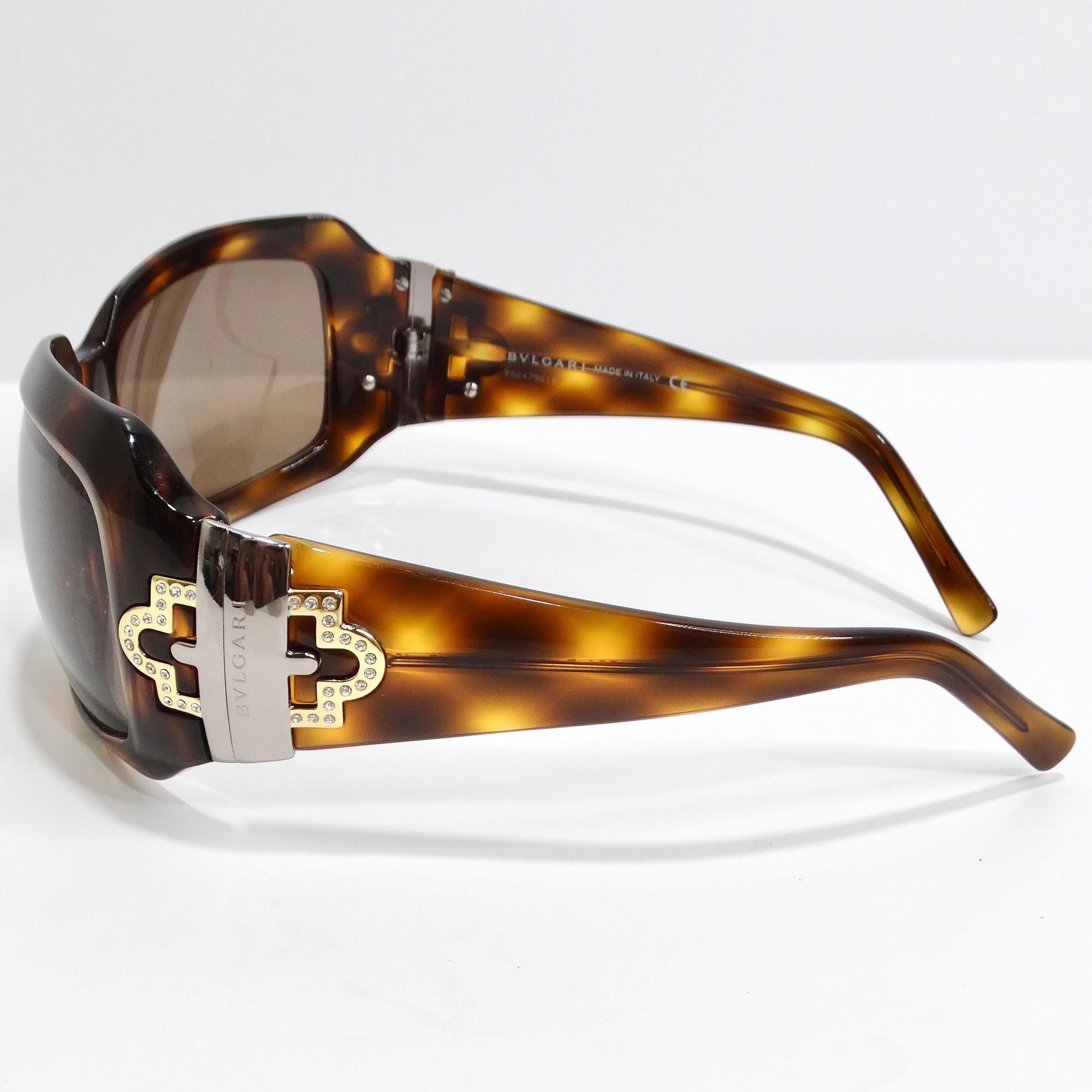 Bulgari Y2K Tortoise Shell Sunglasses For Sale 3