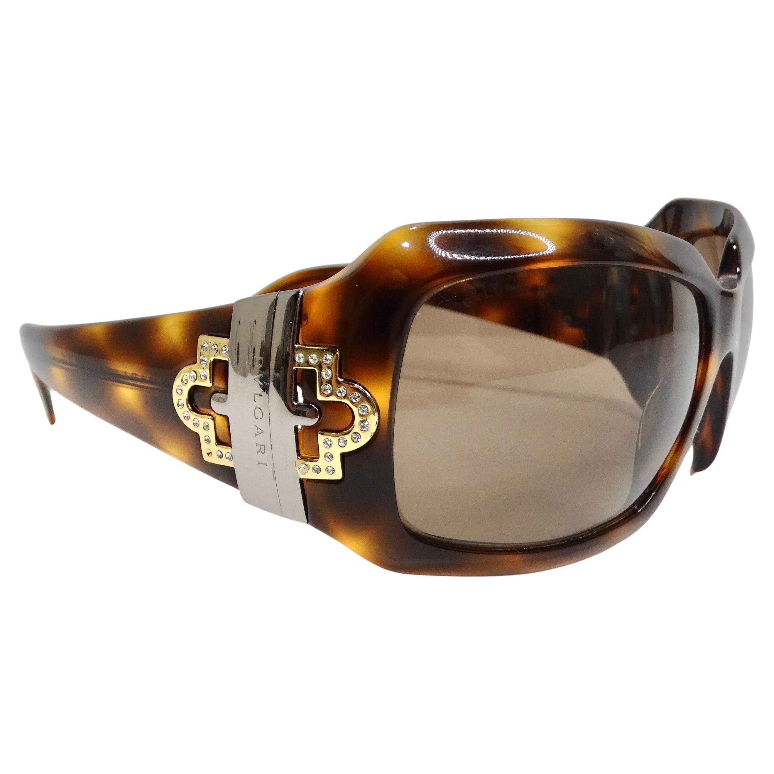 Bulgari Y2K Tortoise Shell Sunglasses For Sale