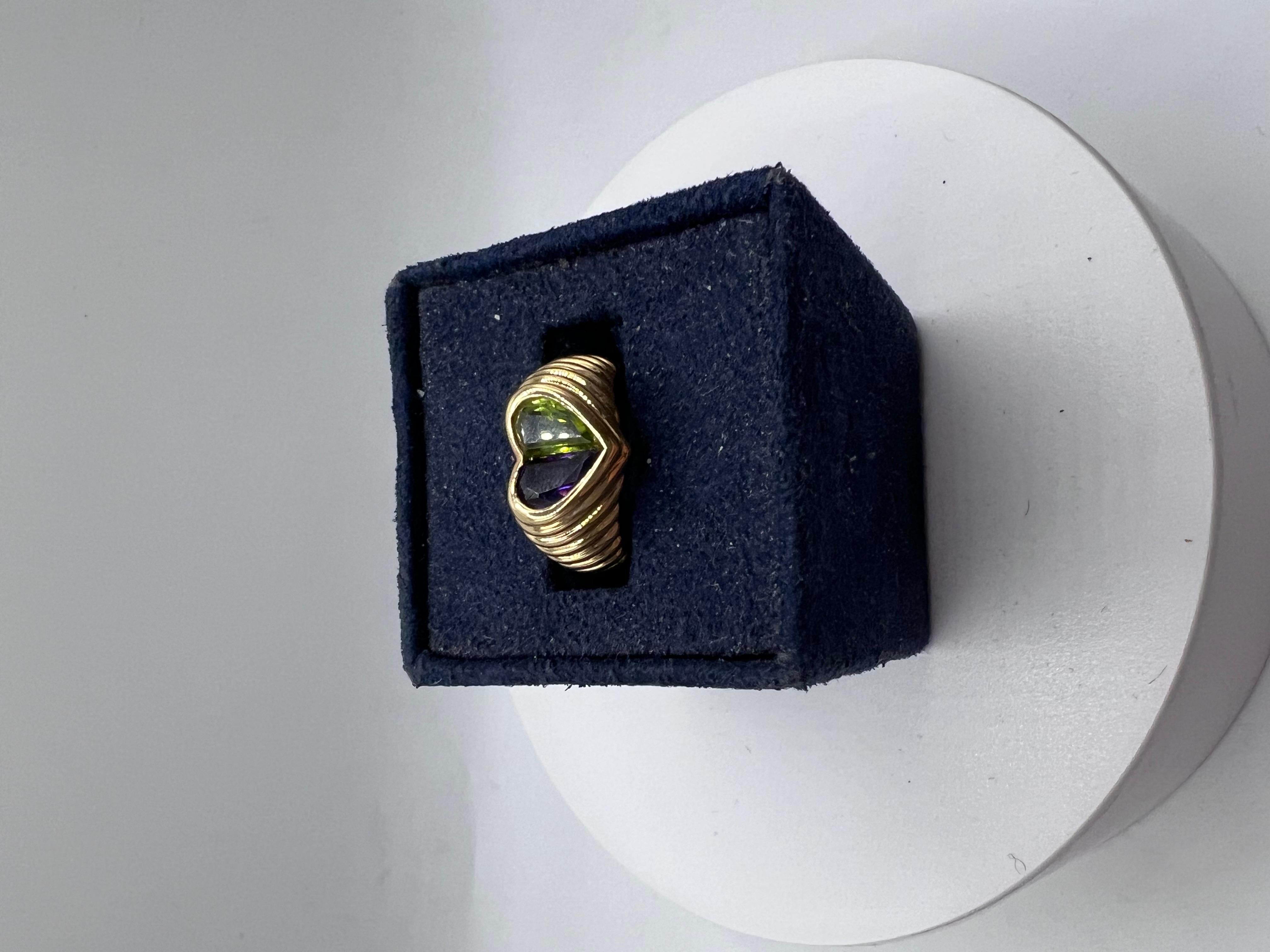 Bvlgari Yellow 18-kt Gold Amethyst & Peridot Ring In Excellent Condition In New York, NY