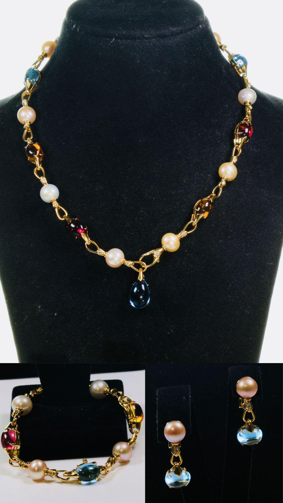 Bulgari Parure Gelb 18 Karat Gold und mehrfarbige Steine 4